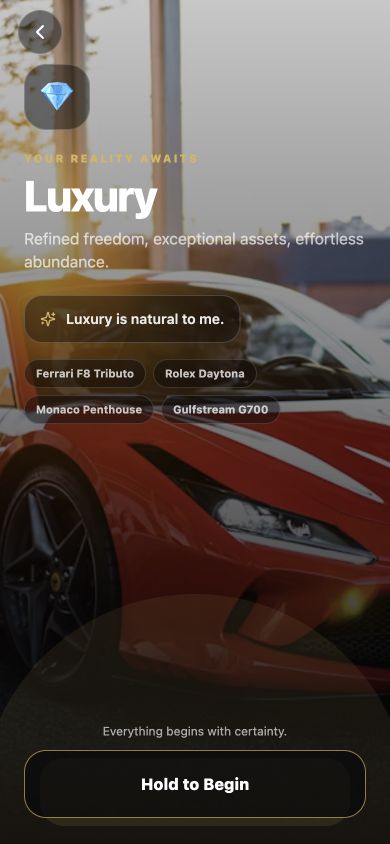 Wish Fulfilled Reality Activation screen for the Luxury reality